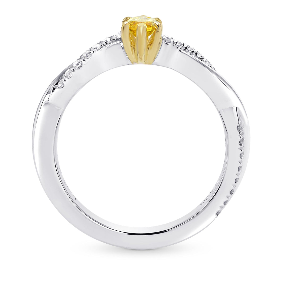 Fancy Vivid Orangy Yellow Marquise Diamond, Side Stone Ring