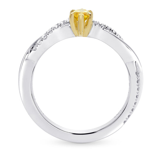 Fancy Vivid Orangy Yellow Marquise Diamond, Side Stone Ring