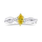 Fancy Vivid Orangy Yellow Marquise Diamond, Side Stone Ring