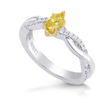 Fancy Vivid Orangy Yellow Marquise Diamond, Side Stone Ring