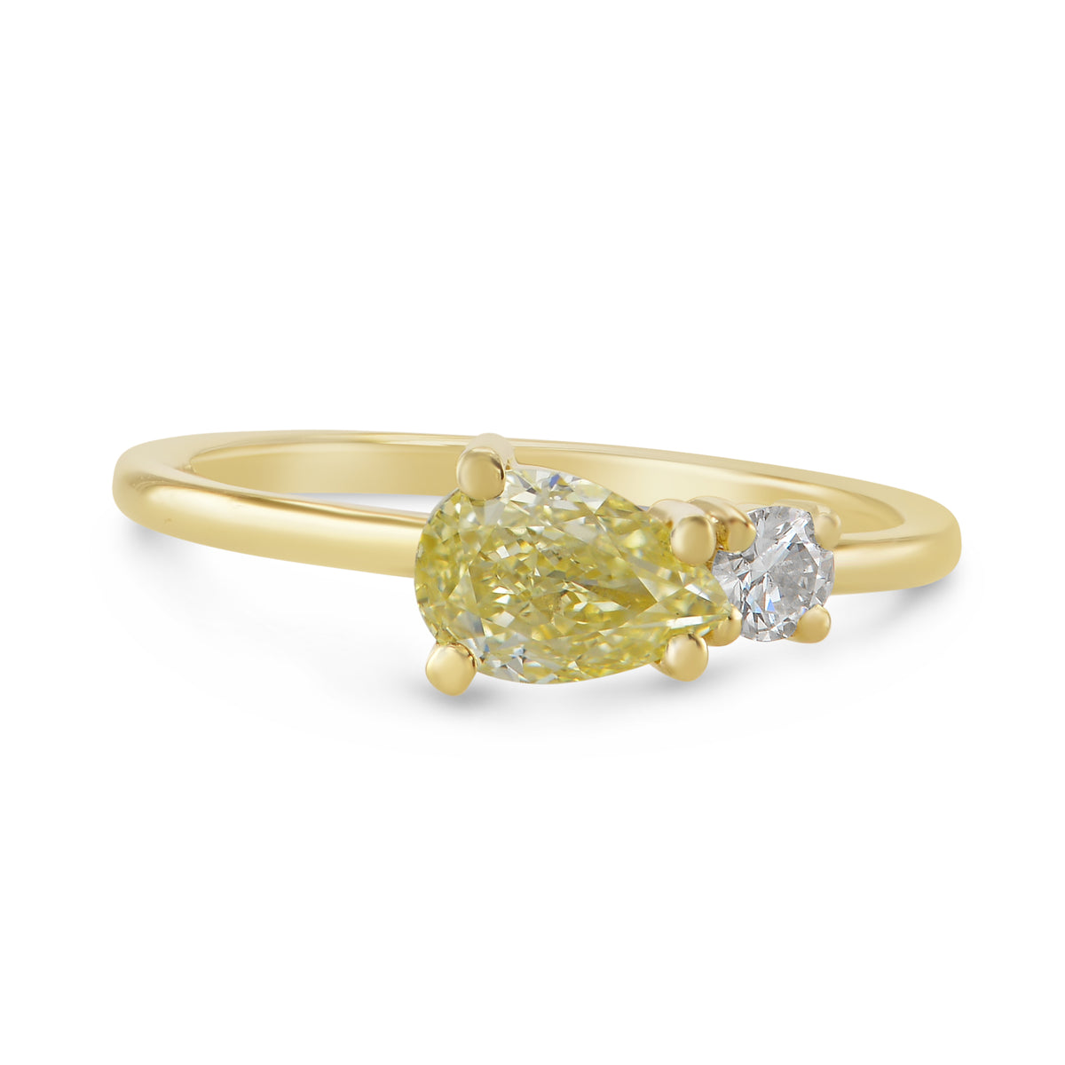 Fancy Light Yellow Pear Diamond Ring 