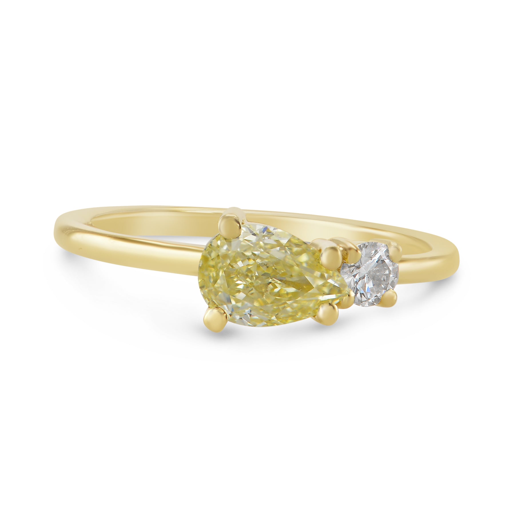 Fancy Light Yellow Pear Diamond Ring 