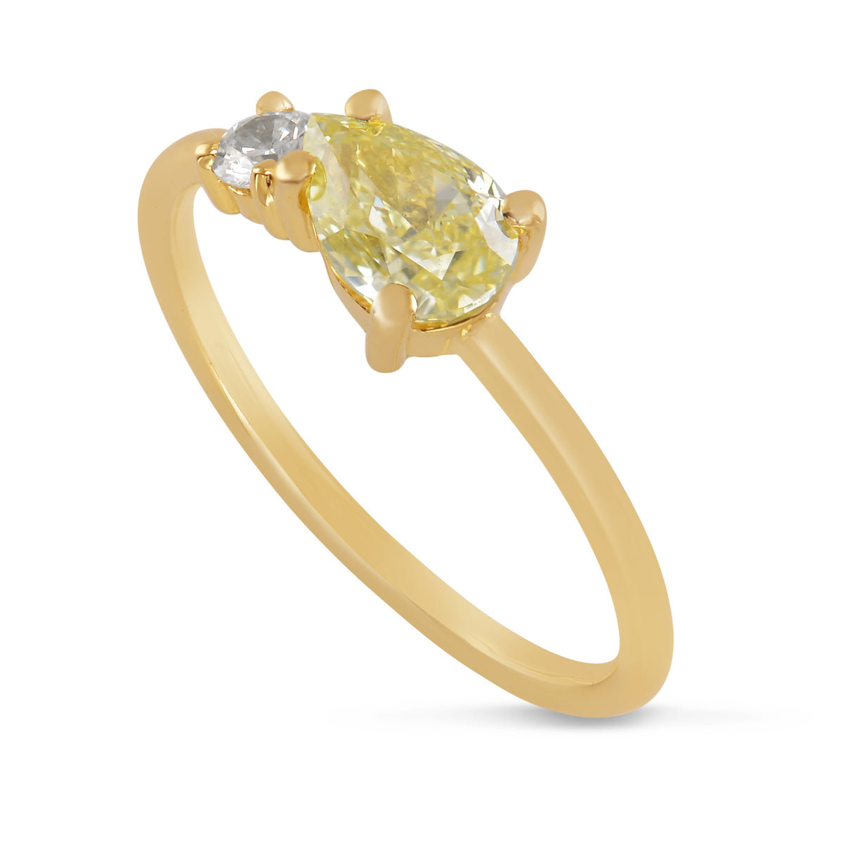 Fancy Light Yellow Pear Diamond Ring 