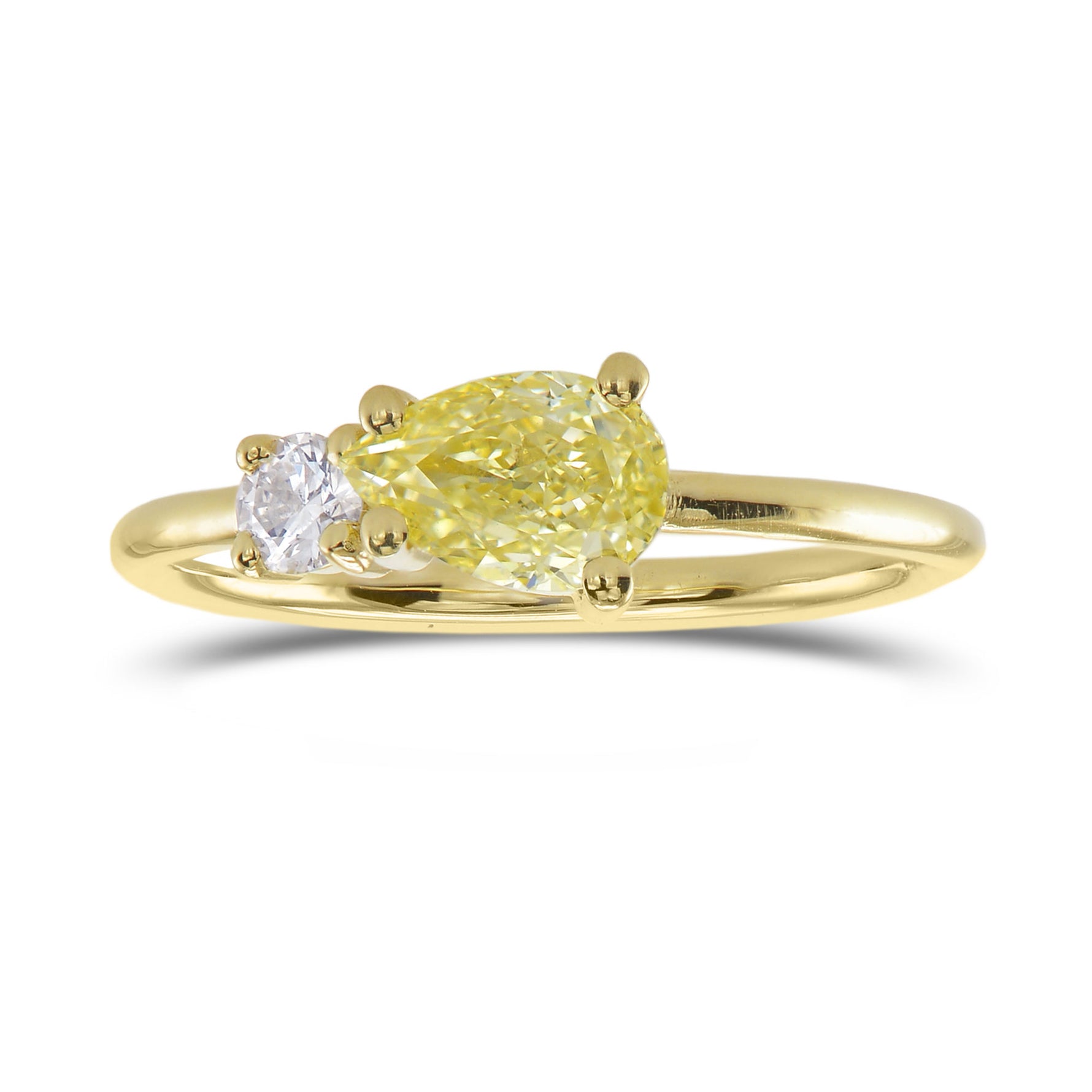 Fancy Light Yellow Pear Diamond Ring 