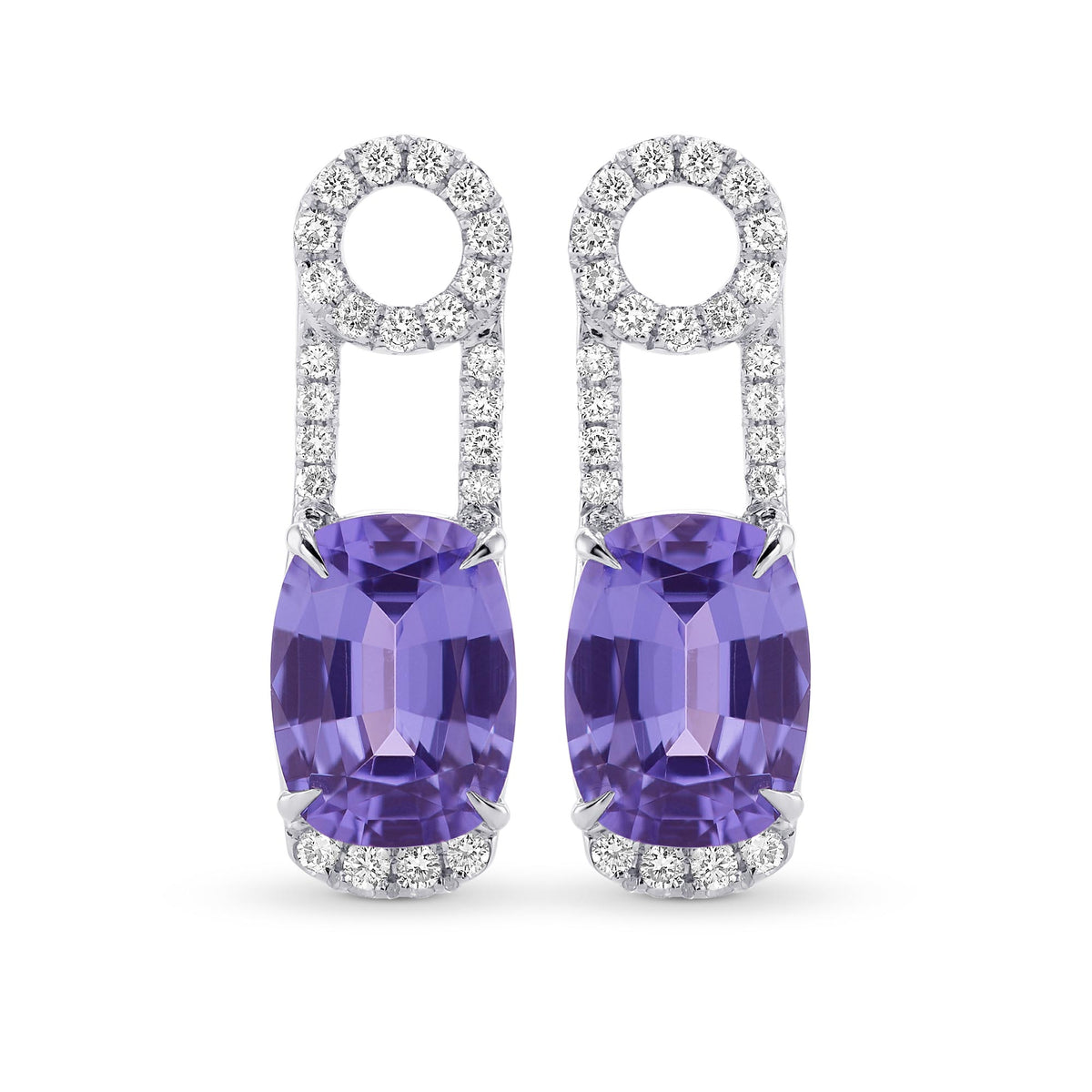   Mood Design Gemstones and Diamond Halo Drop Earrings