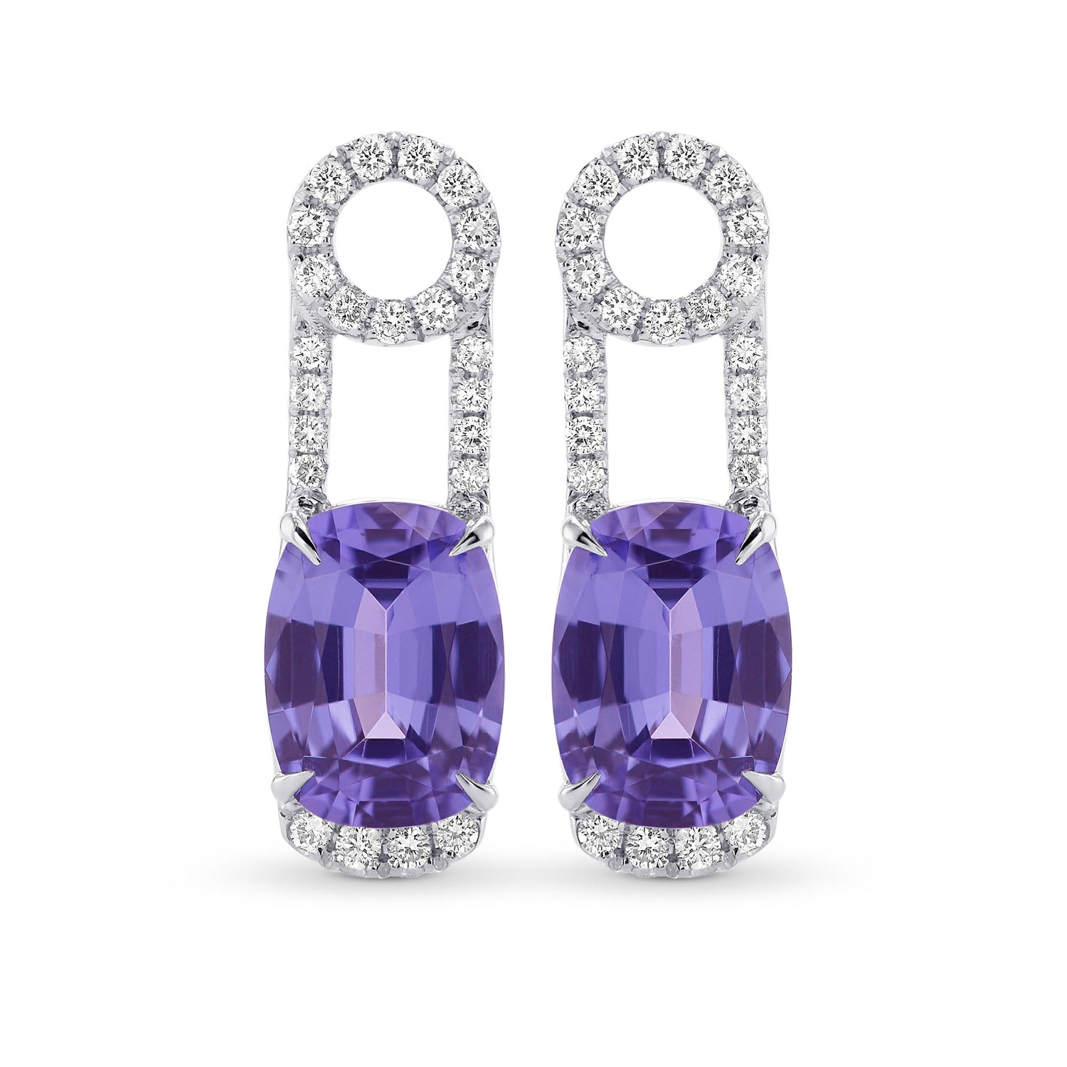   Mood Design Gemstones and Diamond Halo Drop Earrings