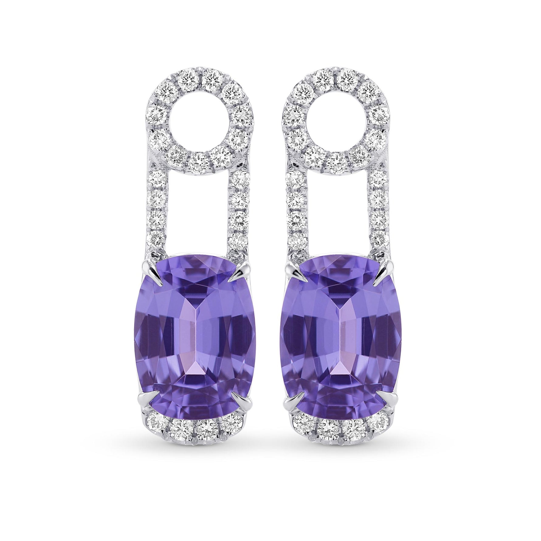   Mood Design Gemstones and Diamond Halo Drop Earrings
