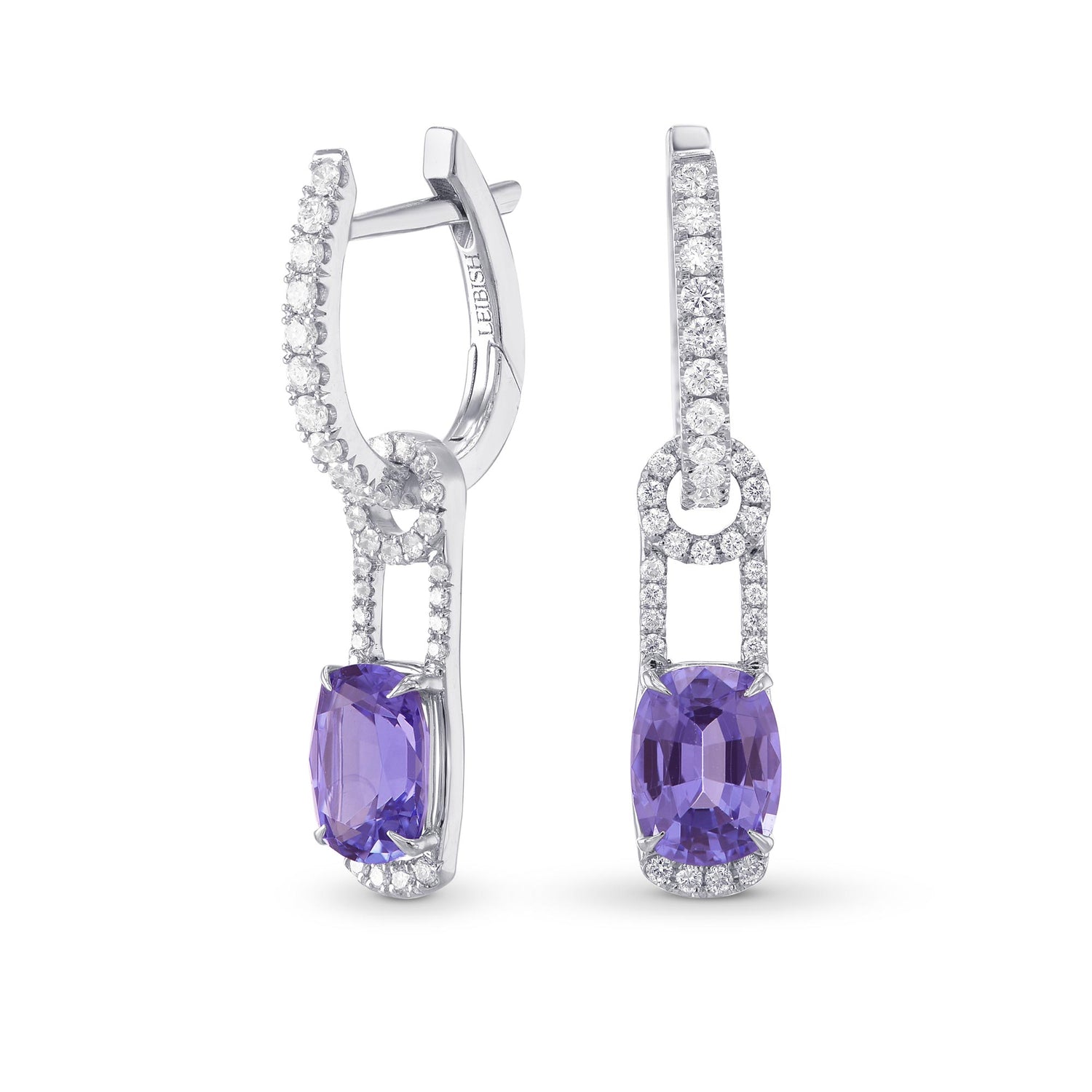   Mood Design Gemstones and Diamond Halo Drop Earrings