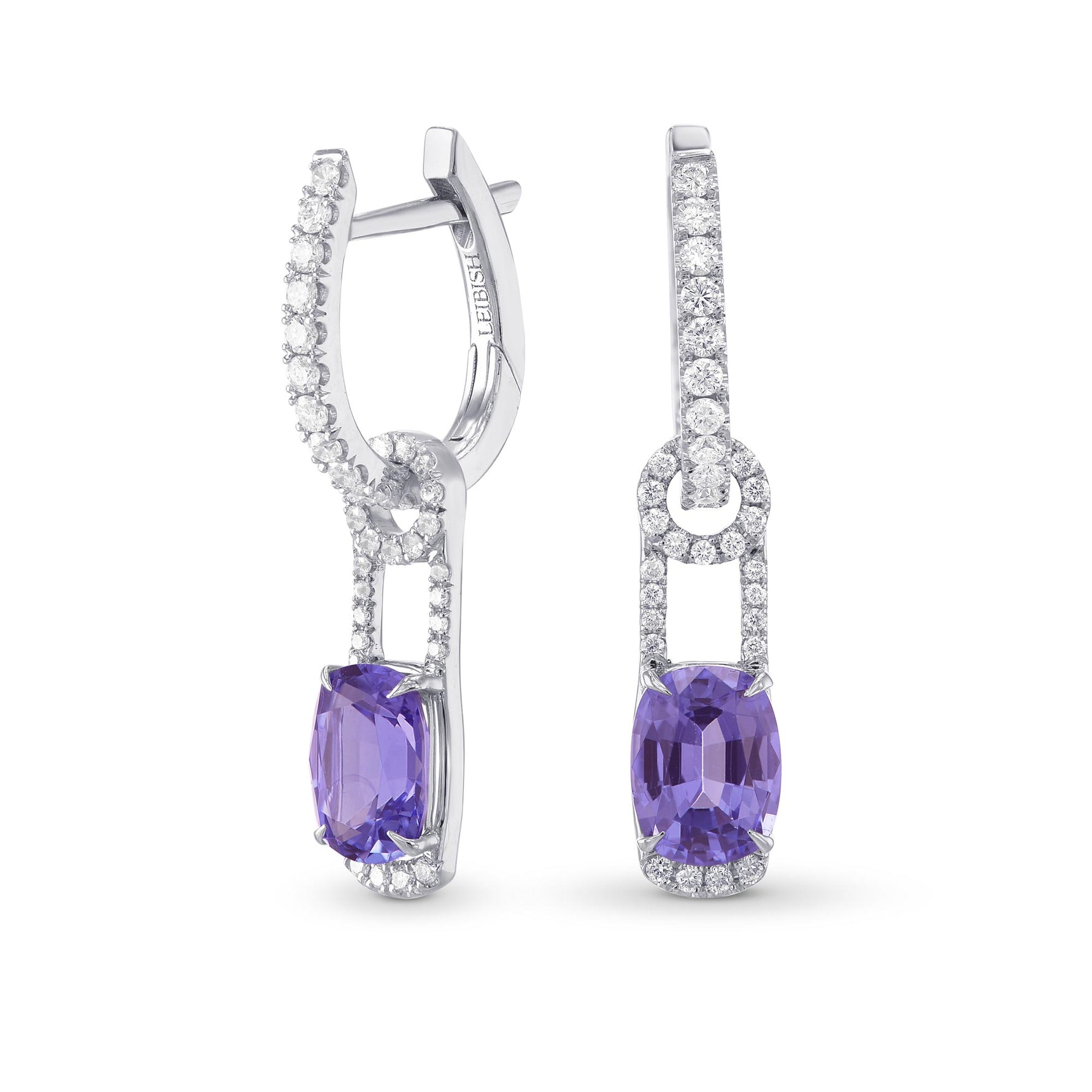   Mood Design Gemstones and Diamond Halo Drop Earrings