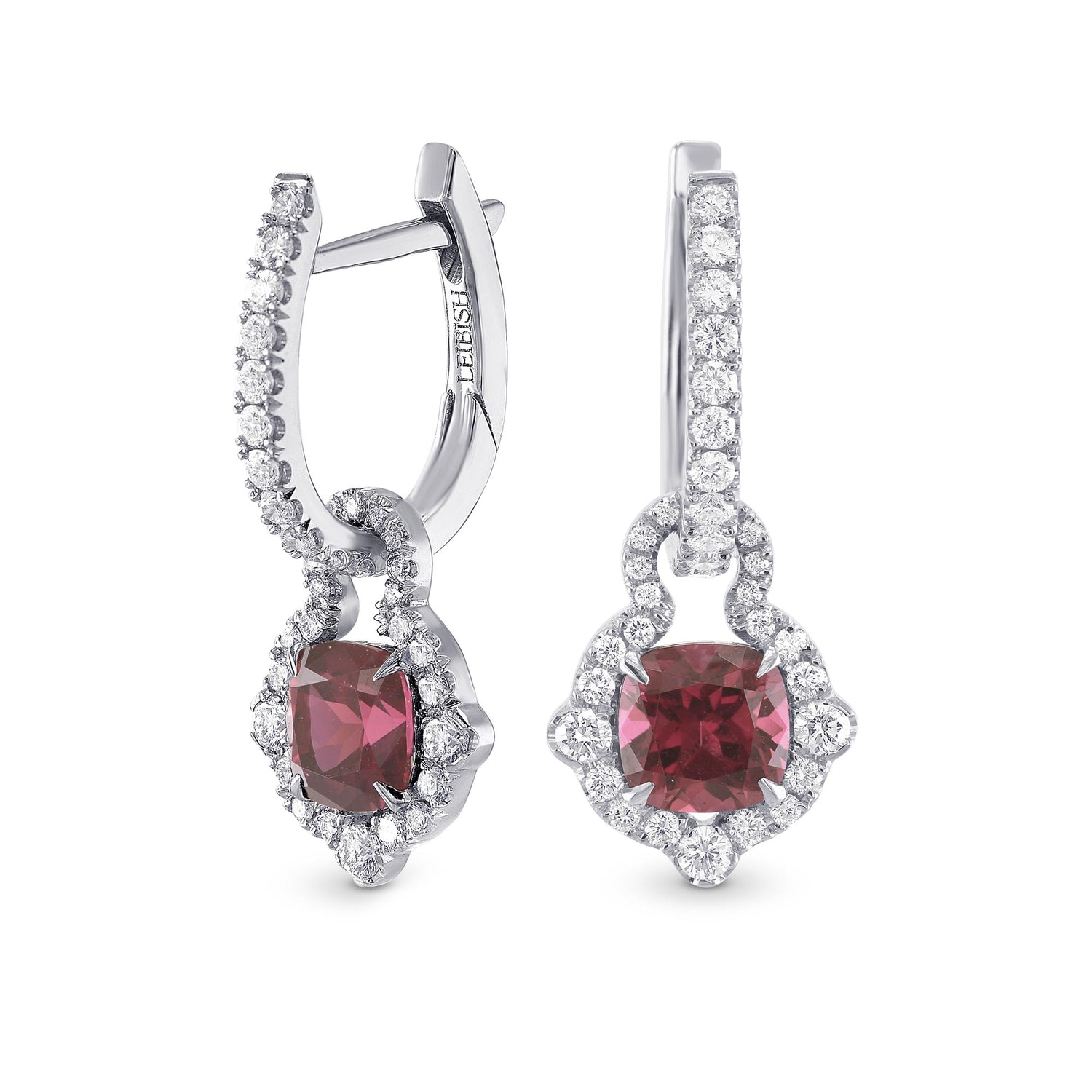   Mood Design Gemstones and Diamond Halo Drop Earrings