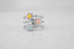 Extraordinary  MIx Color Three Stone  Diamond Ring