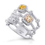 Extraordinary  MIx Color Three Stone  Diamond Ring
