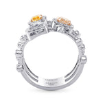 Extraordinary  MIx Color Three Stone  Diamond Ring