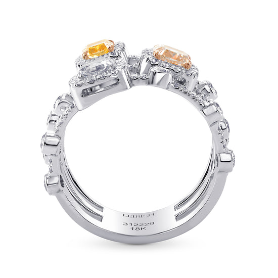 Extraordinary  MIx Color Three Stone  Diamond Ring