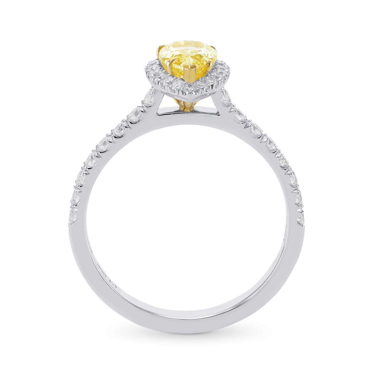 Pear Shape Fancy Yellow and Diamond Halo Ring