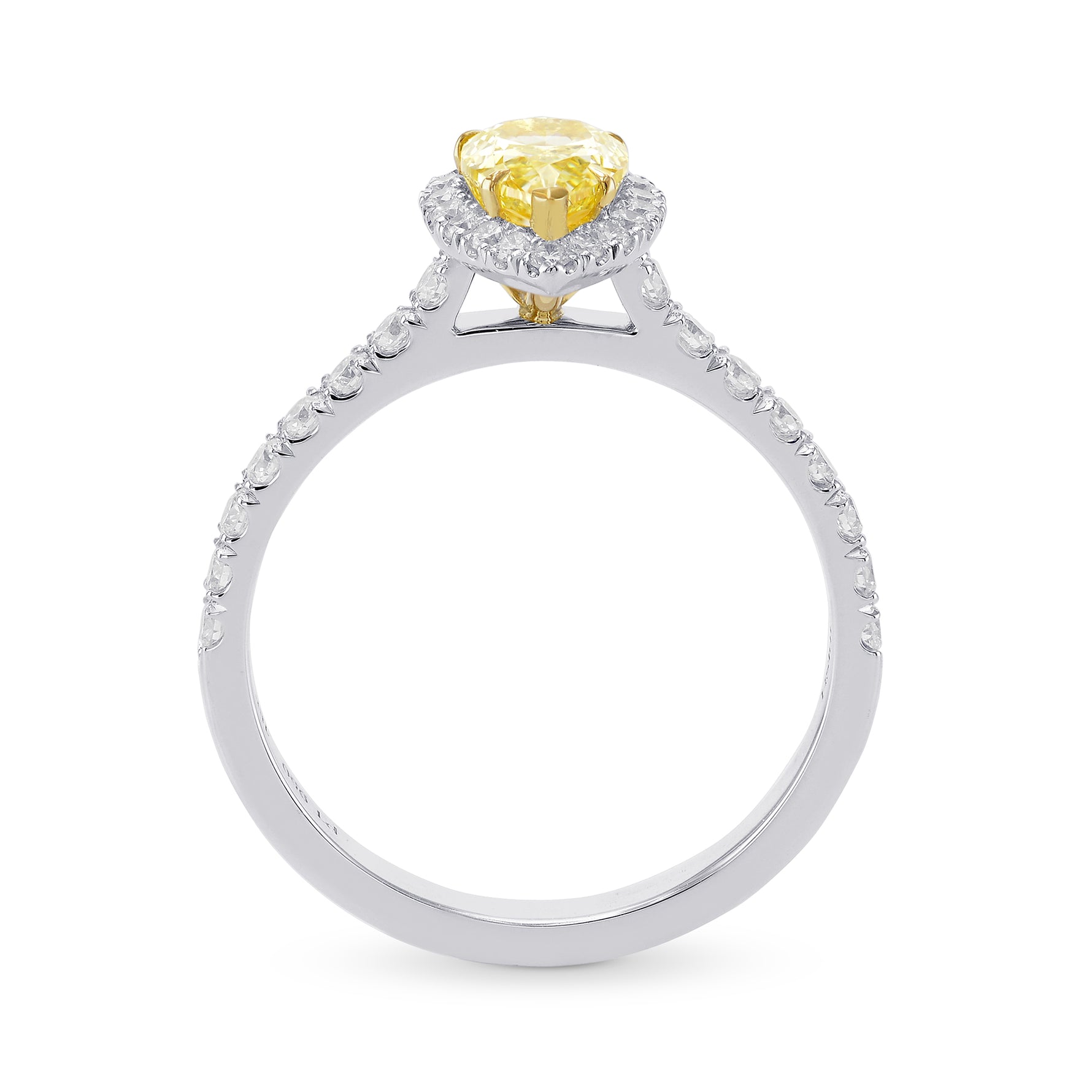 Pear Shape Fancy Yellow and Diamond Halo Ring
