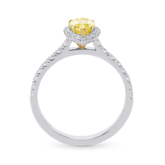 Pear Shape Fancy Yellow and Diamond Halo Ring