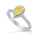 Pear Shape Fancy Yellow and Diamond Halo Ring