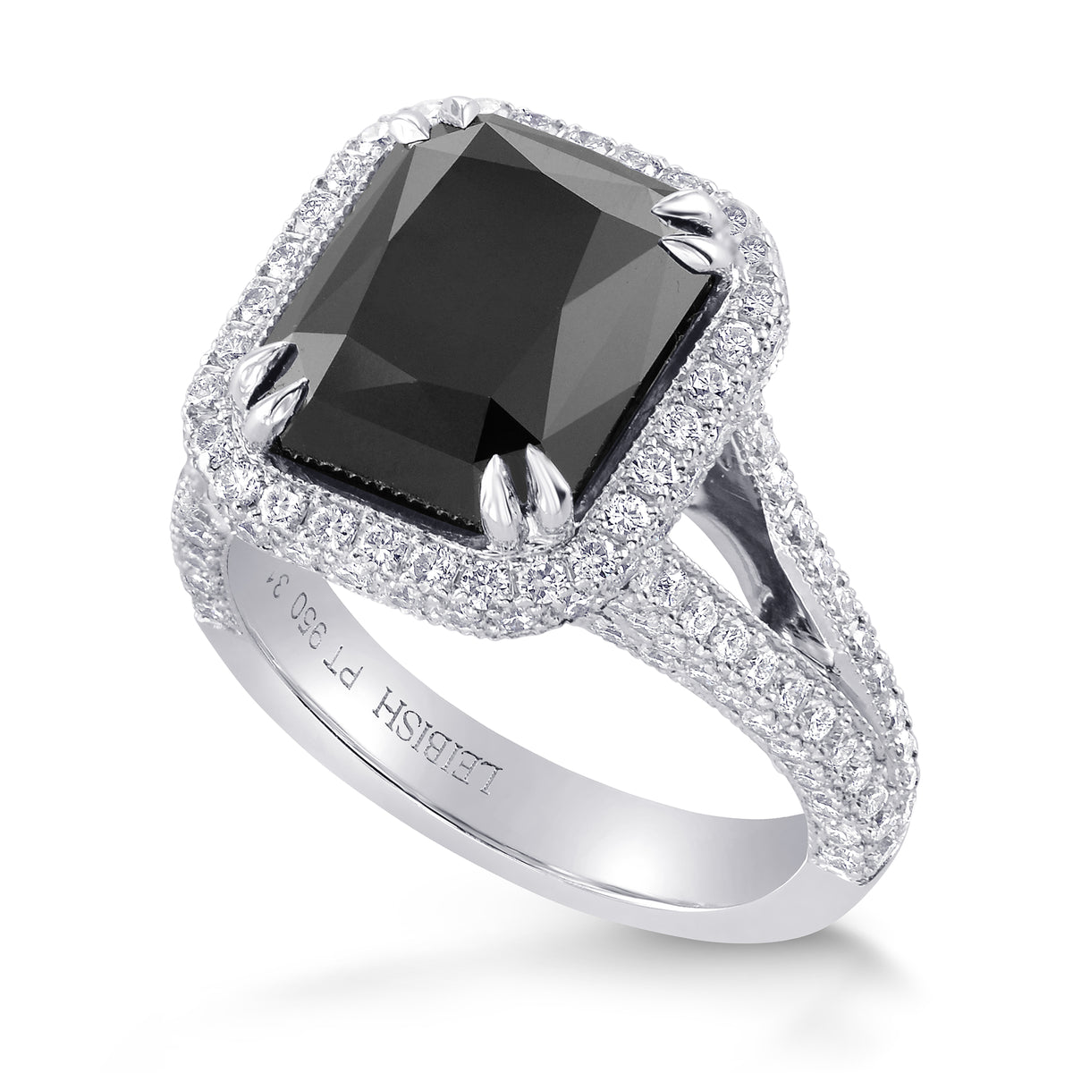 Fancy Black Radiant Diamond Halo Ring