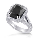 Fancy Black Radiant Diamond Halo Ring