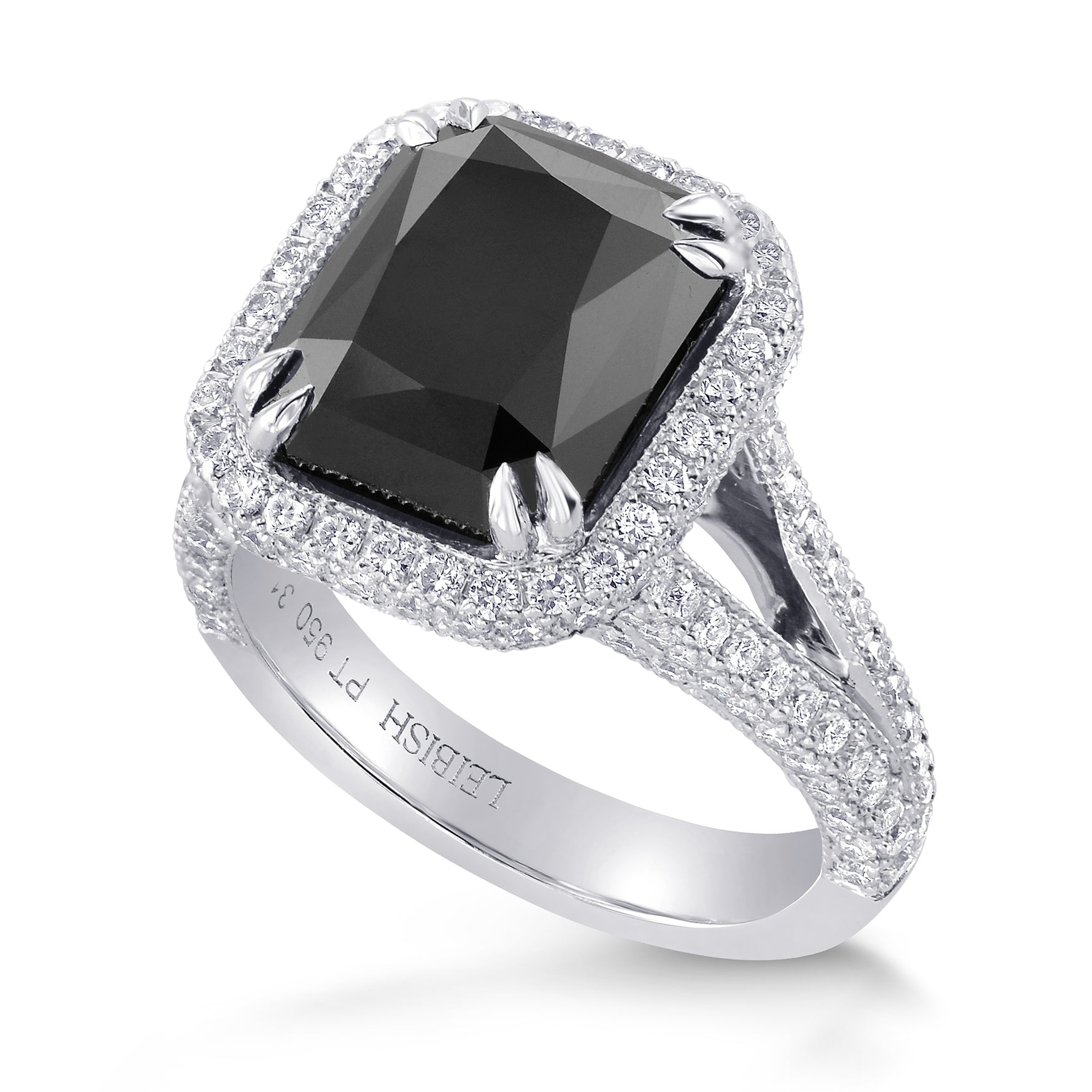 Fancy Black Radiant Diamond Halo Ring