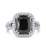 Fancy Black Radiant Diamond Halo Ring