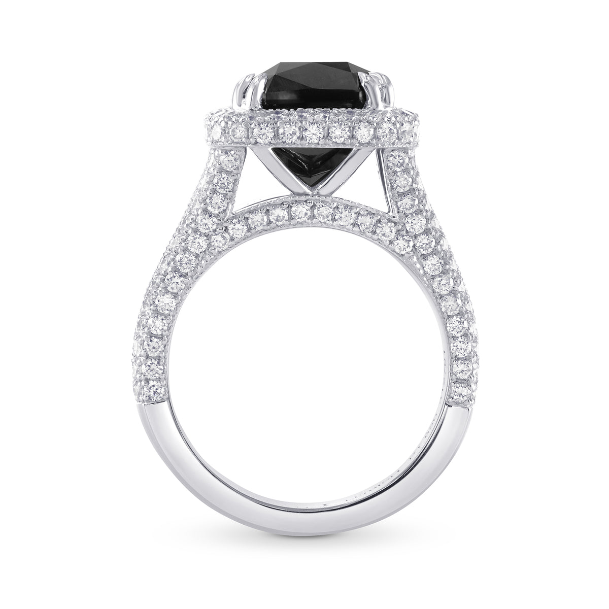 Fancy Black Radiant Diamond Halo Ring