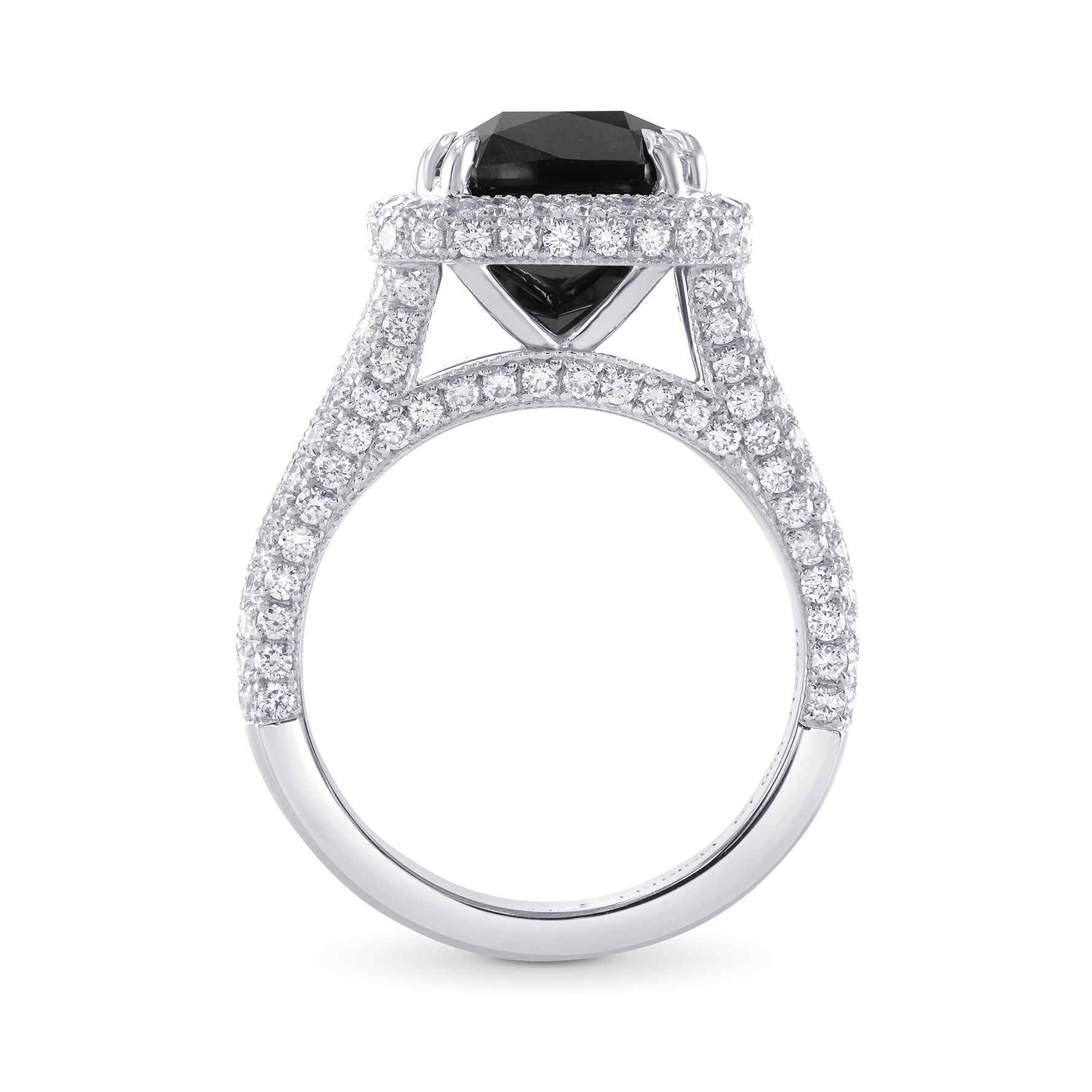 Fancy Black Radiant Diamond Halo Ring