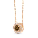 Fancy Deep Orangey Brown Round Brilliant Diamond Milgrain Halo Pendant