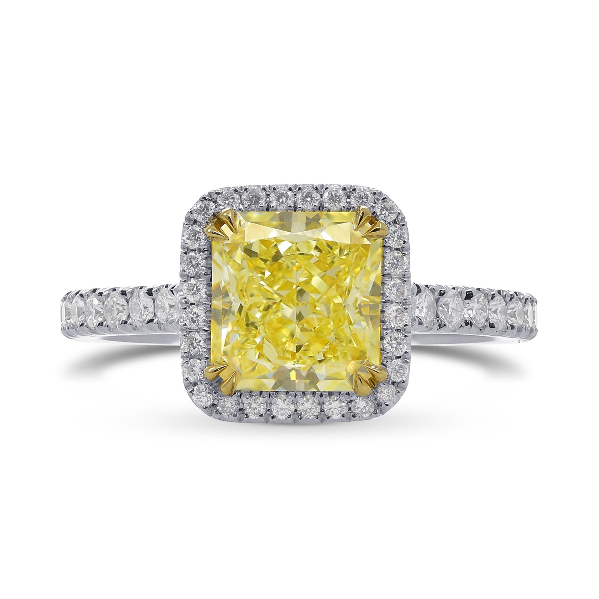 Fancy Light Yellow Radiant Diamond Halo Ring
