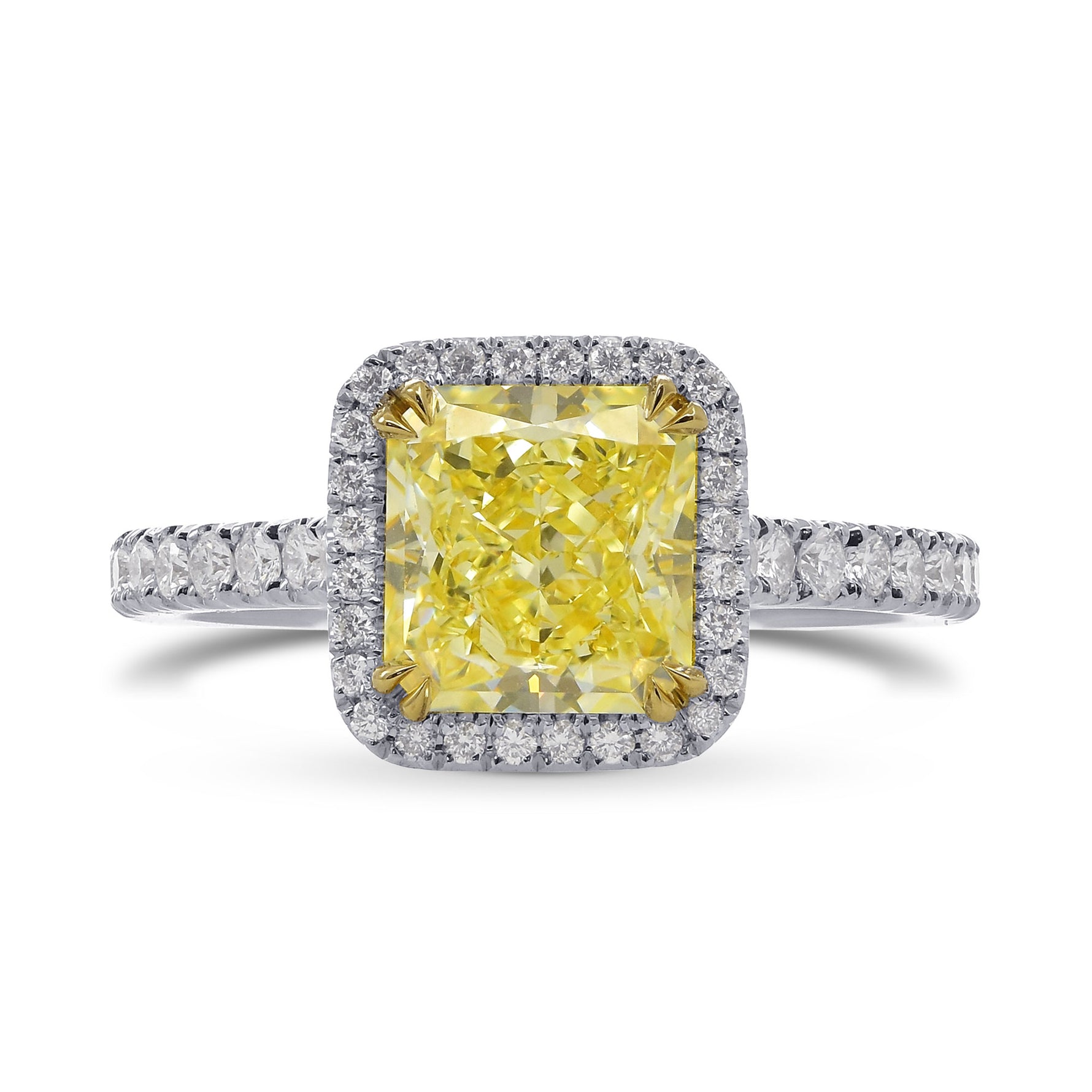 Fancy Light Yellow Radiant Diamond Halo Ring