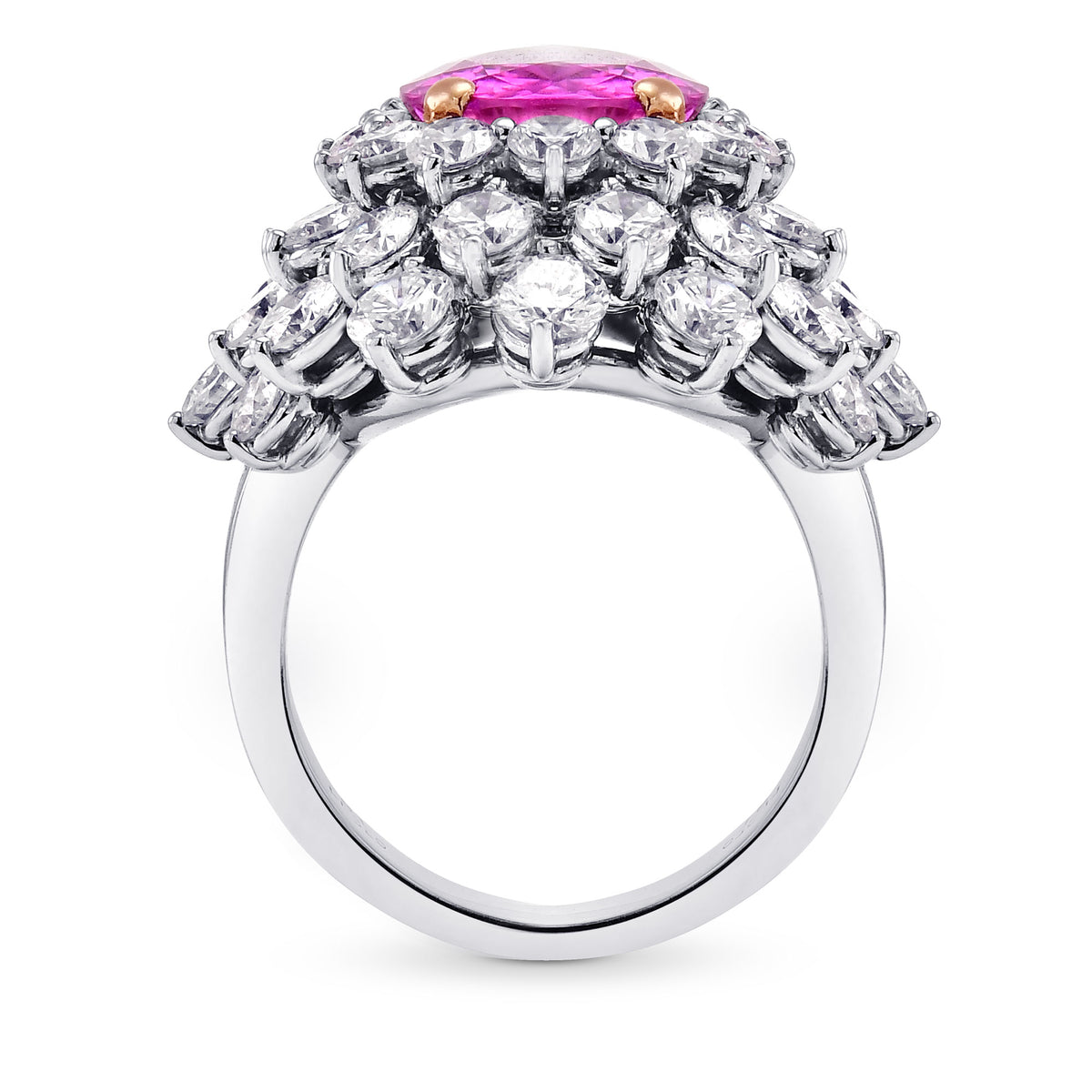 Extraordinary Oval Pink Sapphire and Diamond Ring