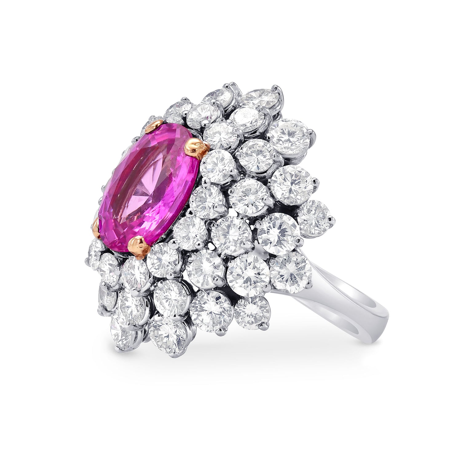 Extraordinary Oval Pink Sapphire and Diamond Ring