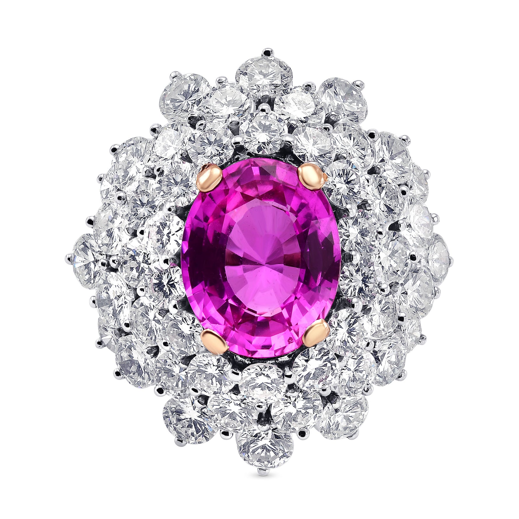 Extraordinary Oval Pink Sapphire and Diamond Ring