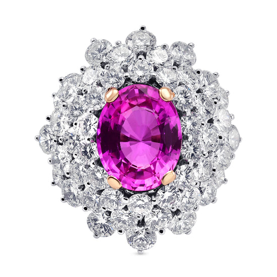 Extraordinary Oval Pink Sapphire and Diamond Ring