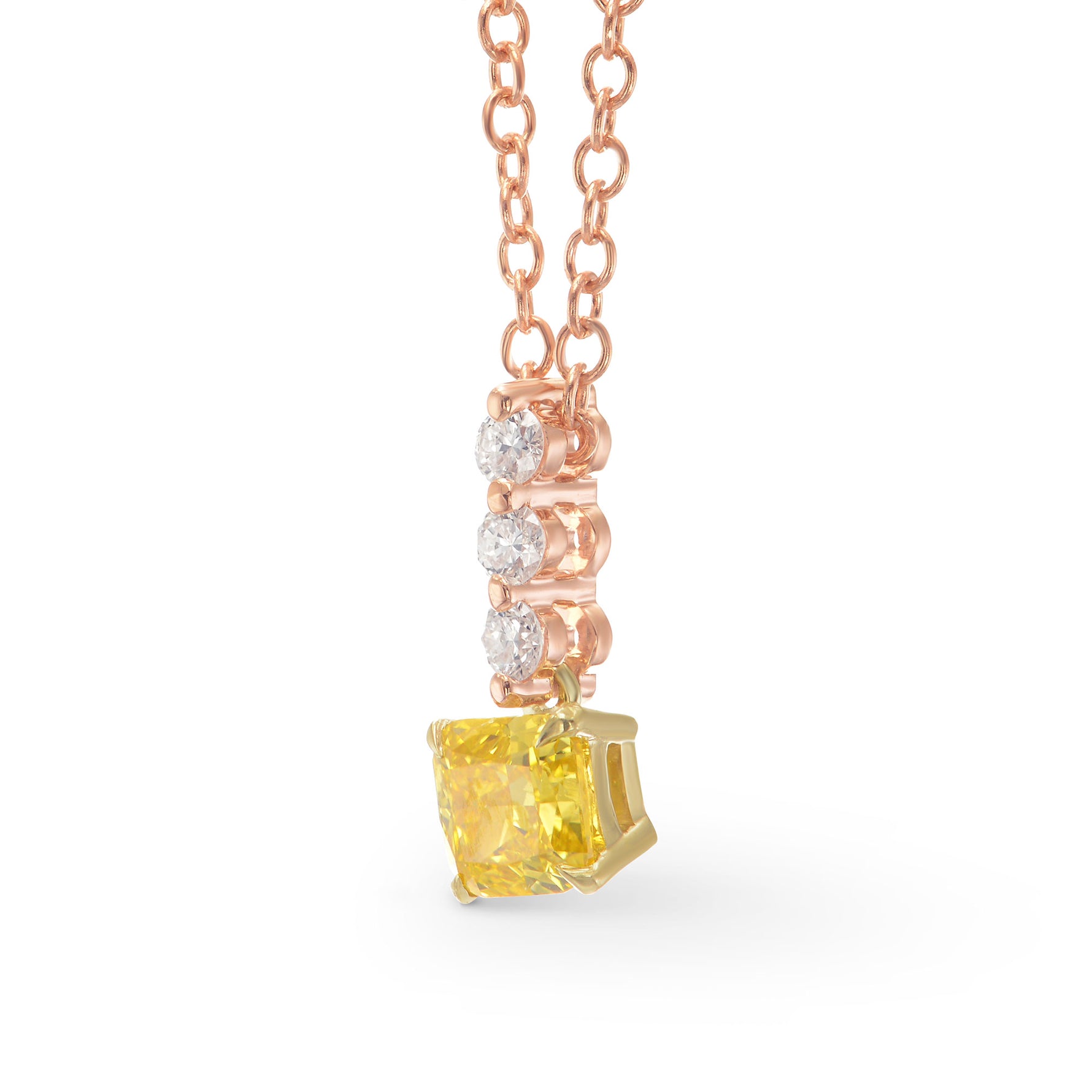 Fancy Intense Orange Yellow Radiant Diamond, Drop Pendant