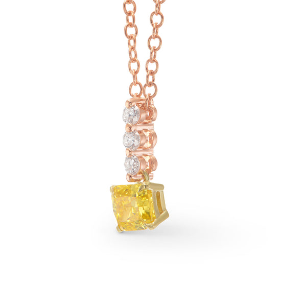 Fancy Intense Orange Yellow Radiant Diamond, Drop Pendant