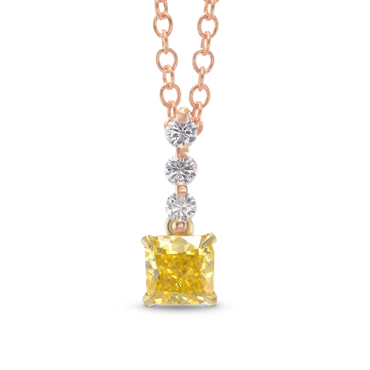 Fancy Intense Orange Yellow Radiant Diamond, Drop Pendant
