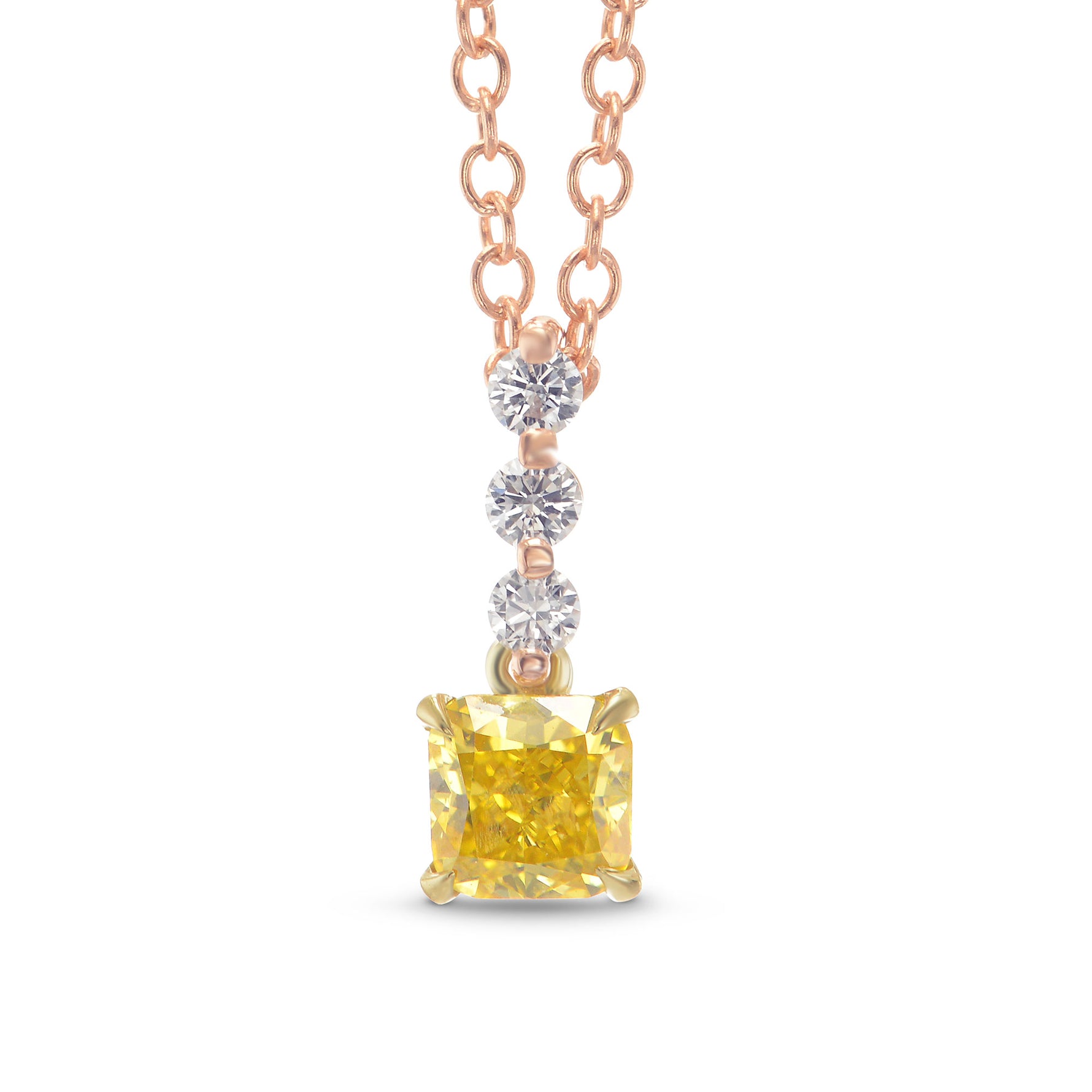 Fancy Intense Orange Yellow Radiant Diamond, Drop Pendant