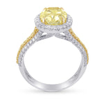 Fancy Light Yellow Oval Halo and Split Shank Ring
