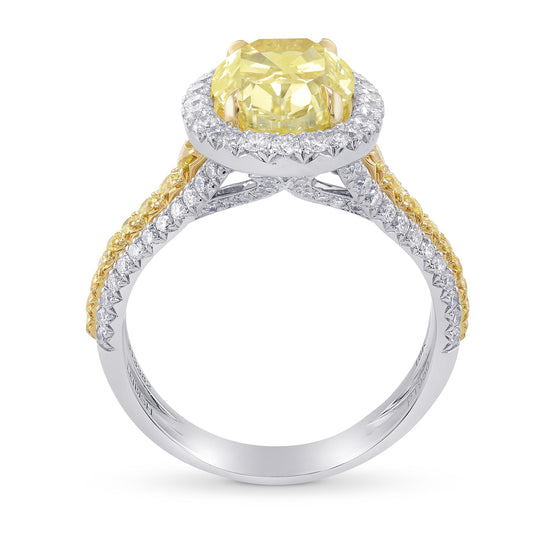 Fancy Light Yellow Oval Halo and Split Shank Ring
