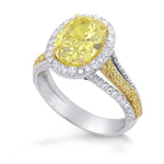 Fancy Light Yellow Oval Halo and Split Shank Ring