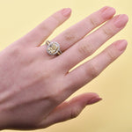 Fancy Light Yellow Oval Halo and Split Shank Ring