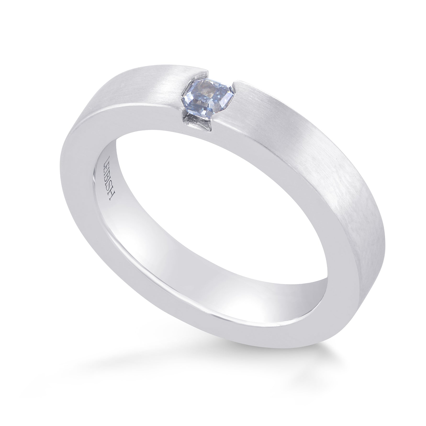 Fancy Intense Blue Radiant Diamond Band