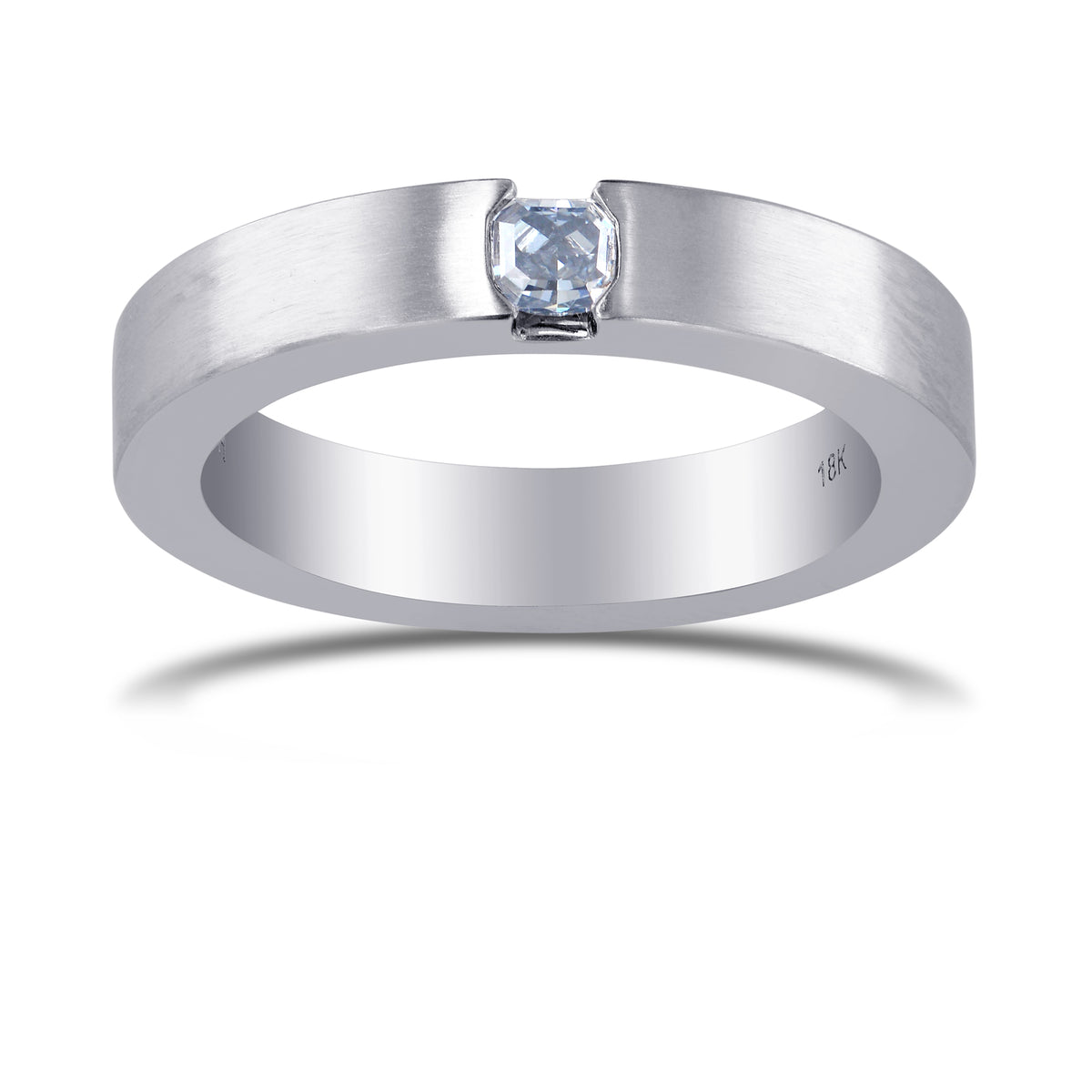 Fancy Intense Blue Radiant Diamond Band