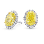Fancy Yellow Oval Diamond Halo Earrings