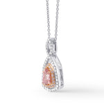 Fancy Intense Pink Kite Shape Diamond, Cross-over Double Halo Pendant 