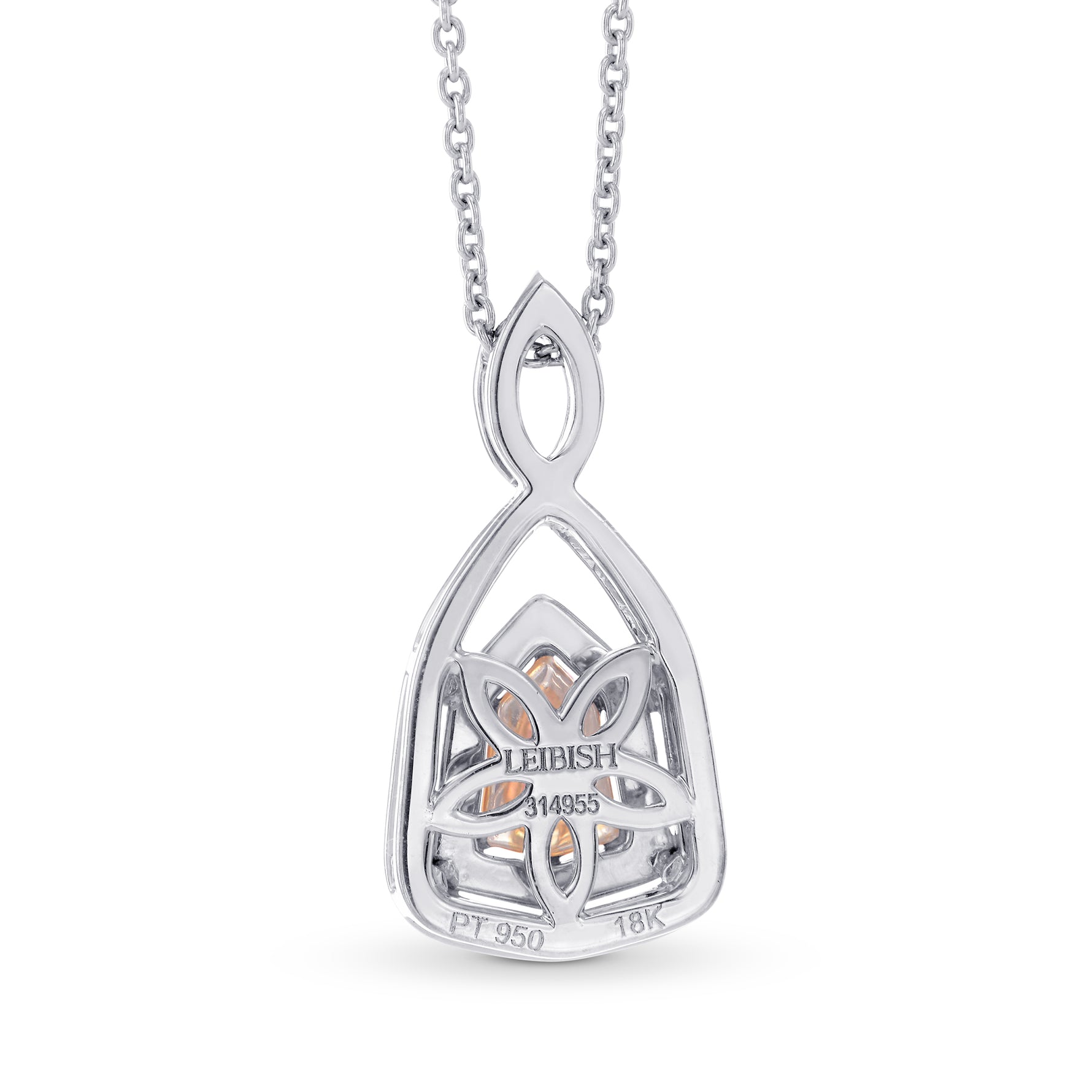 Fancy Intense Pink Kite Shape Diamond, Cross-over Double Halo Pendant 