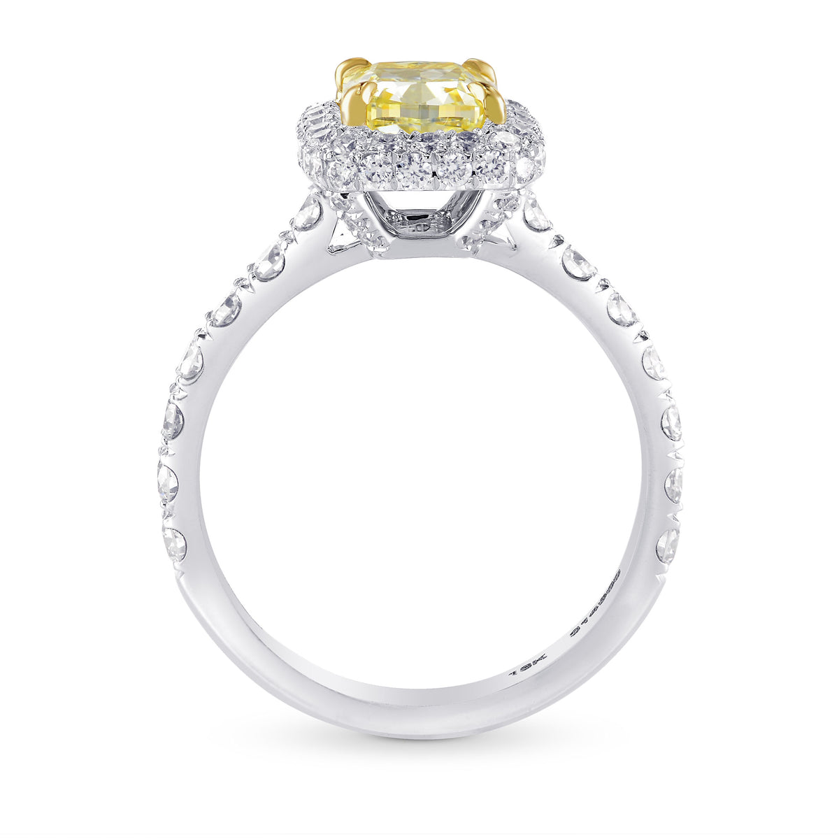 Fancy Light Yellow Cushion Diamond Halo Ring