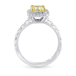 Fancy Light Yellow Cushion Diamond Halo Ring